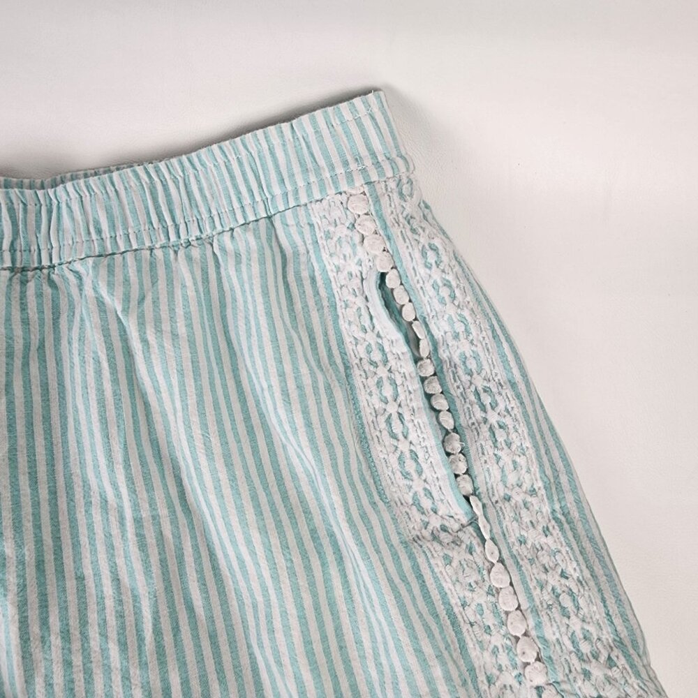 Vineyard Vines White Mint Striped Linen Shorts Embroider Pockets Pull On Small - Picture 5 of 10